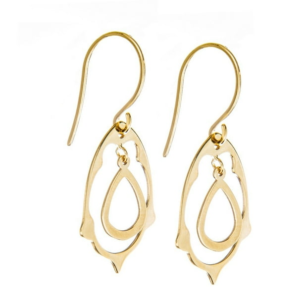 14k solid yellow gold Circle drop/ dangle beautiful earrings leverback 2.1 grams